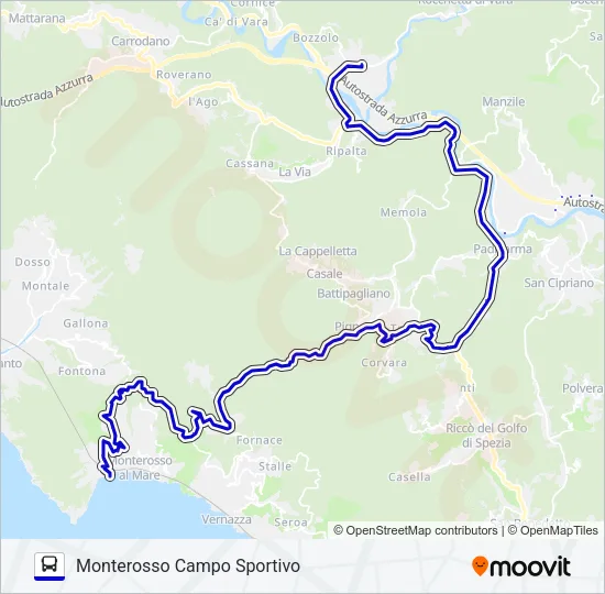 Percorso linea bus MONTEROSSO