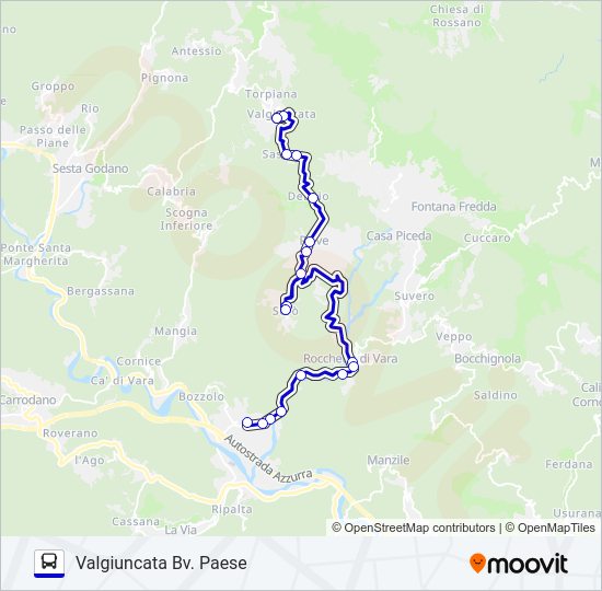 Percorso linea bus VALGIUNCATA