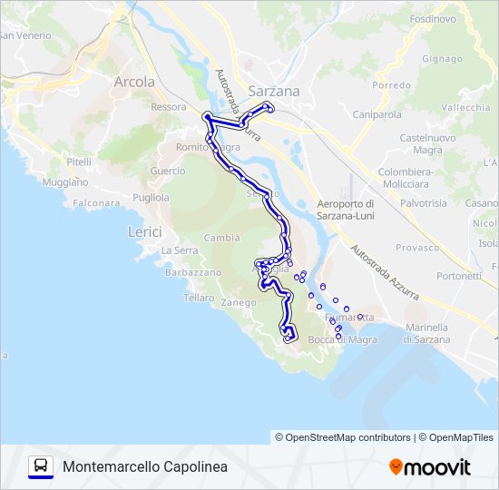 Percorso linea bus MONTEMARCELLO