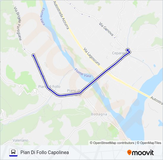 Percorso linea bus PIAN DI FOLLO
