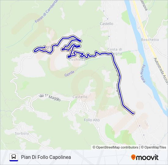 Percorso linea bus PIAN DI FOLLO