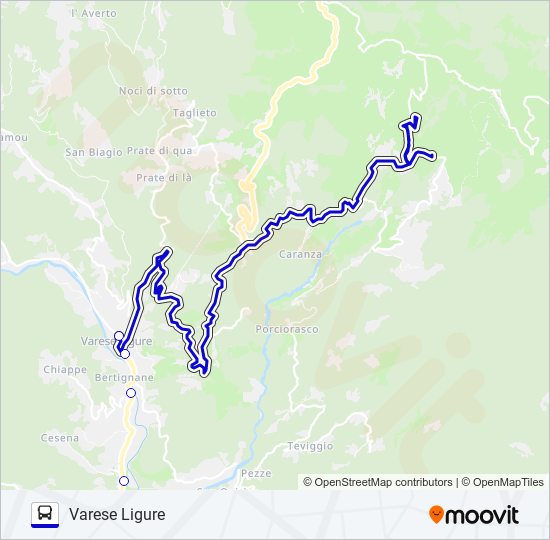 Percorso linea bus VARESE LIGURE