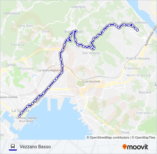 Percorso linea bus VEZZANO BASSO