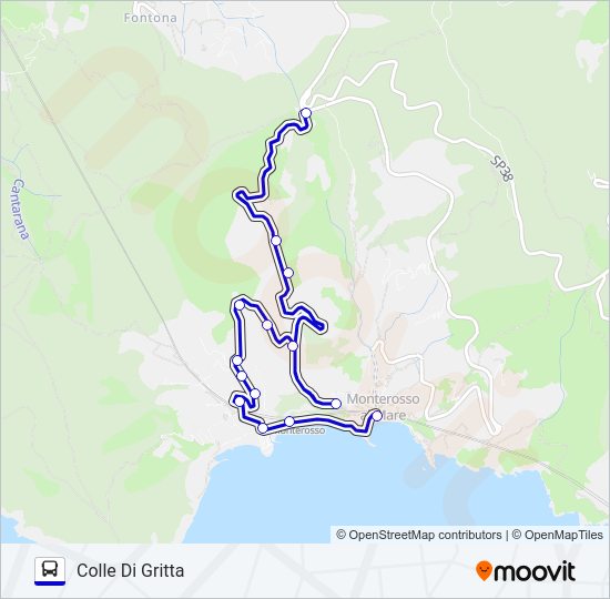Percorso linea bus COLLE DI GRITTA
