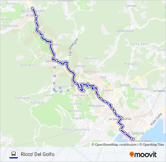 Percorso linea bus RICCO' DEL GOLFO