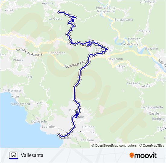 Percorso linea bus LEVANTO LUNGOMARE