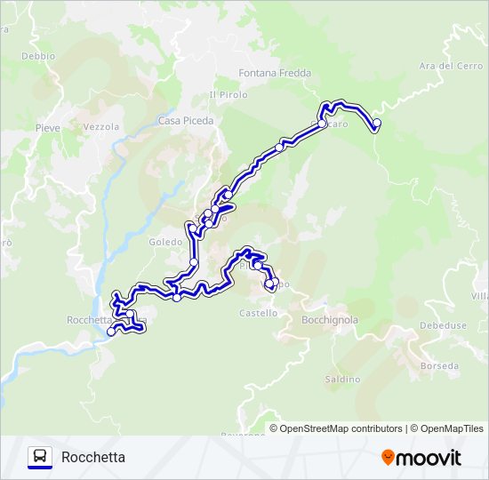 Percorso linea bus ROCCHETTA DI VARA
