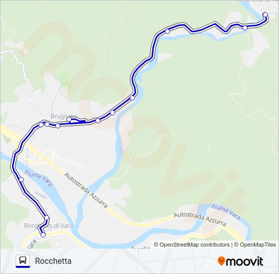 Percorso linea bus ROCCHETTA DI VARA