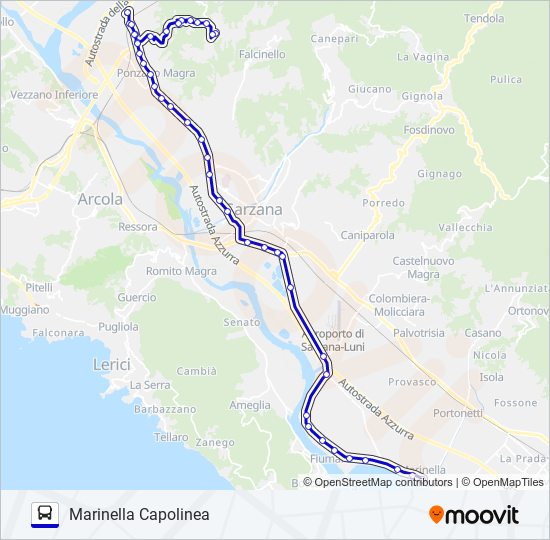 Percorso linea bus MARINELLA CAPOLINEA