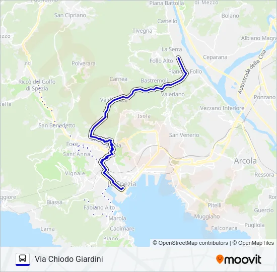 VIA CHIODO GIARDINI Bus Line Map