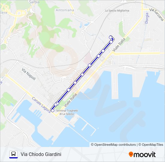 Percorso linea bus VIA CHIODO GIARDINI