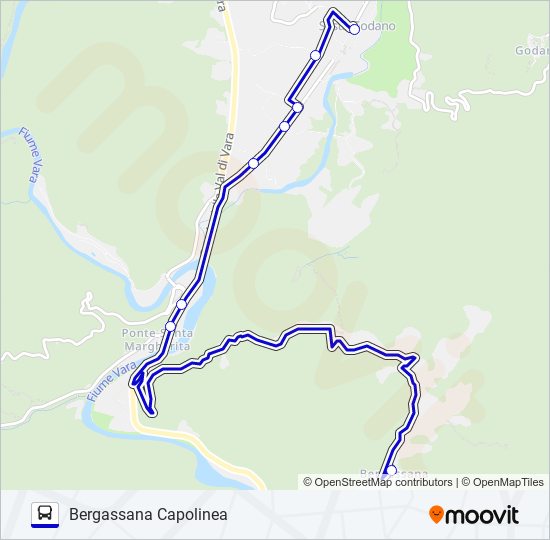 Percorso linea bus BERGASSANA CAPOLINEA