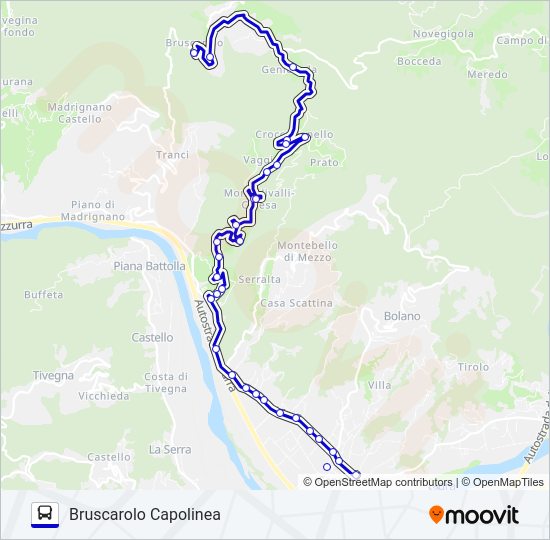 Percorso linea bus BRUSCAROLO CAPOLINEA