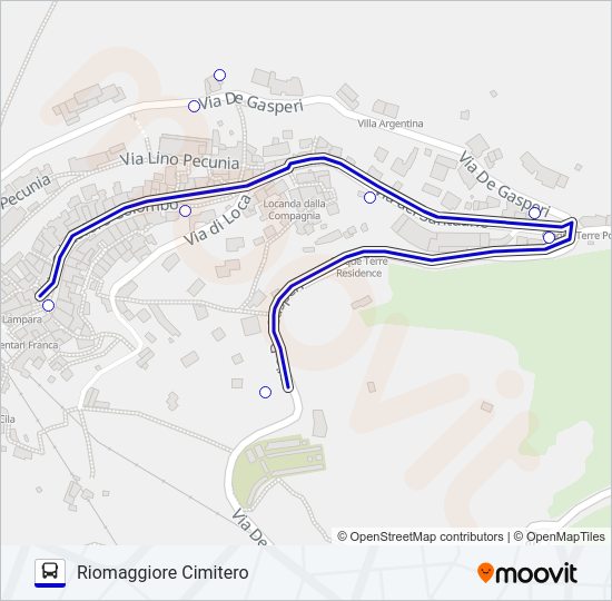 Percorso linea bus CIMITERO RIOMAGGIORE