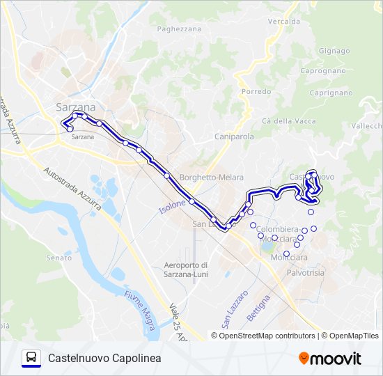 Percorso linea bus CASTELNUOVO CAPOLINEA
