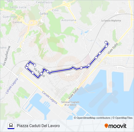 Percorso linea bus PIAZZA CADUTI DEL LAVORO