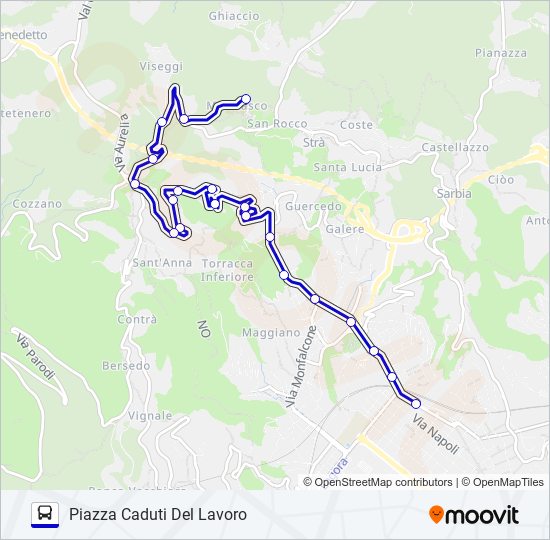 Percorso linea bus PIAZZA CADUTI DEL LAVORO