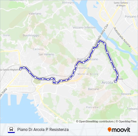 PIANO DI ARCOLA CARABINIERI bus Line Map