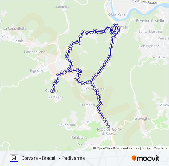Percorso linea bus CORVARA - BRACELLI - PADIVARMA