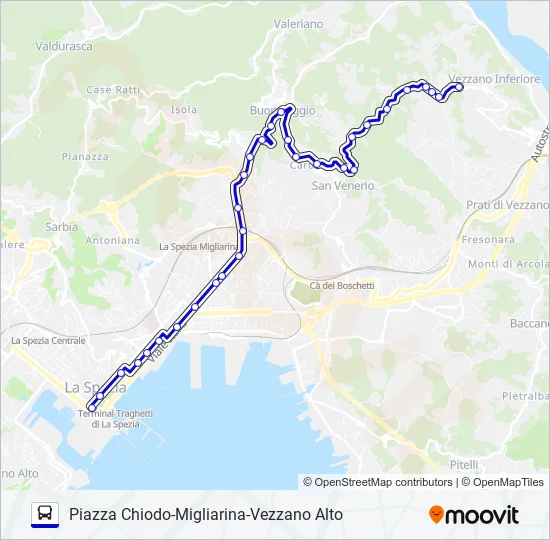 PIAZZA CHIODO-MIGLIARINA-VEZZANO ALTO Bus Line Map