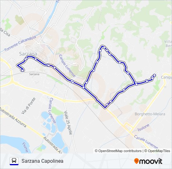 SARZANA - SARZANELLO / SARZANELLO - SARZANA bus Line Map