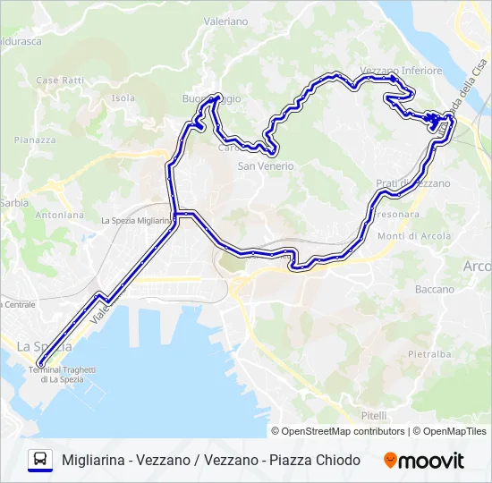 MIGLIARINA - VEZZANO / VEZZANO - PIAZZA CHIODO Bus Line Map