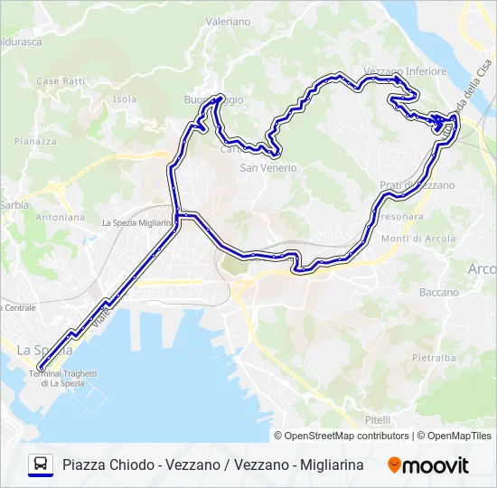 PIAZZA CHIODO - VEZZANO / VEZZANO - MIGLIARINA Bus Line Map