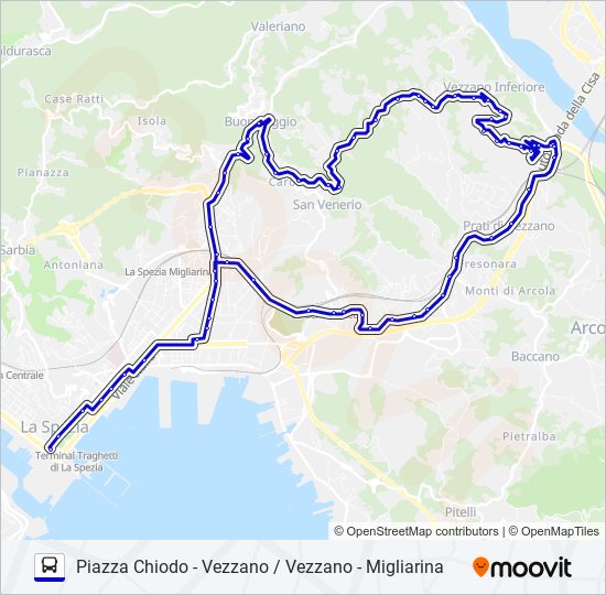 PIAZZA CHIODO - VEZZANO / VEZZANO - MIGLIARINA bus Line Map