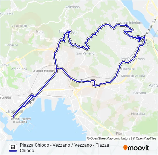 PIAZZA CHIODO - VEZZANO / VEZZANO - PIAZZA CHIODO Bus Line Map