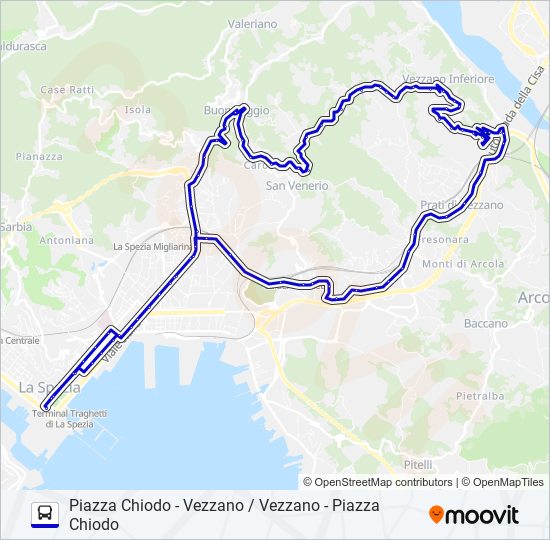 PIAZZA CHIODO - VEZZANO / VEZZANO - PIAZZA CHIODO bus Line Map