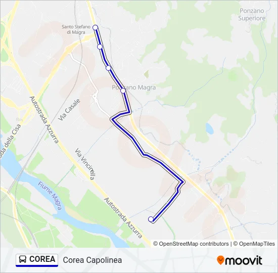 COREA Bus Line Map