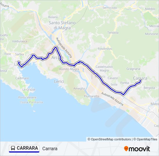 Percorso linea bus CARRARA