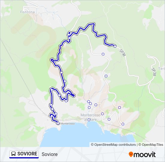 Percorso linea bus SOVIORE
