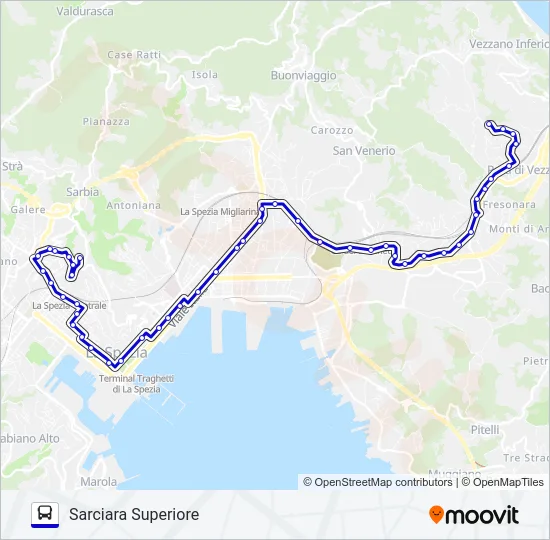 Percorso linea bus SARCIARA