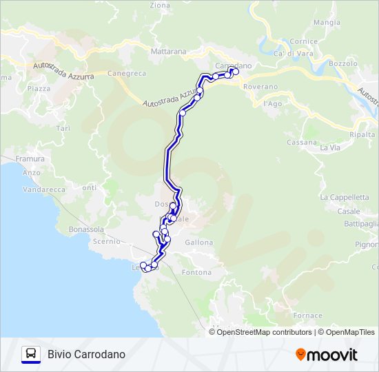 Percorso linea bus CAPANNONE