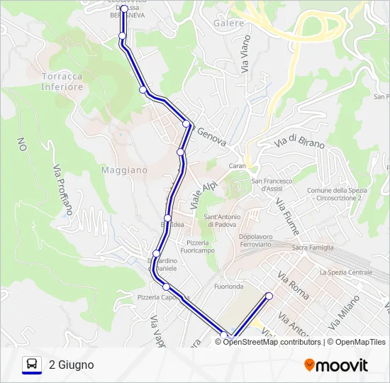 DUE GIUGNO Bus Line Map
