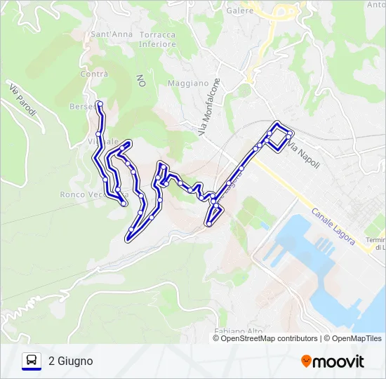 DUE GIUGNO Bus Line Map