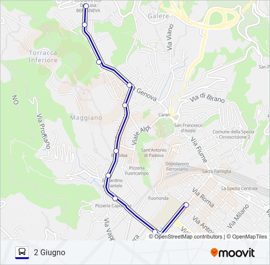 DUE GIUGNO bus Line Map