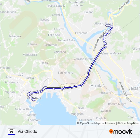 Percorso linea bus VIA CHIODO