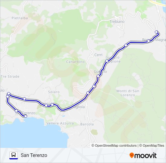 Percorso linea bus SAN TERENZO