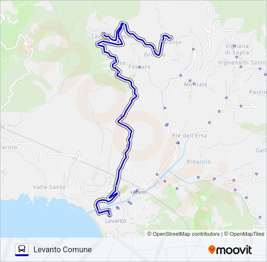 Percorso linea bus LEVANTO COMUNE