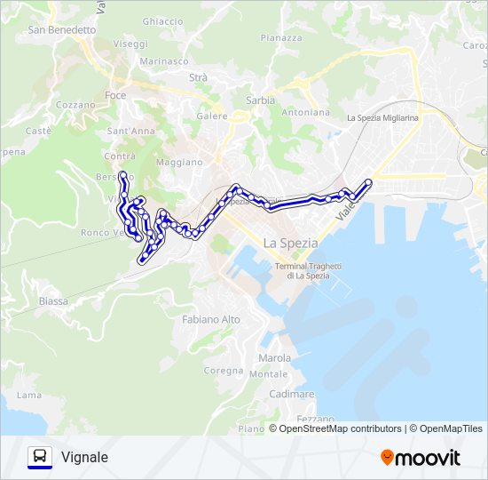 Percorso linea bus VIGNALE CHIESA