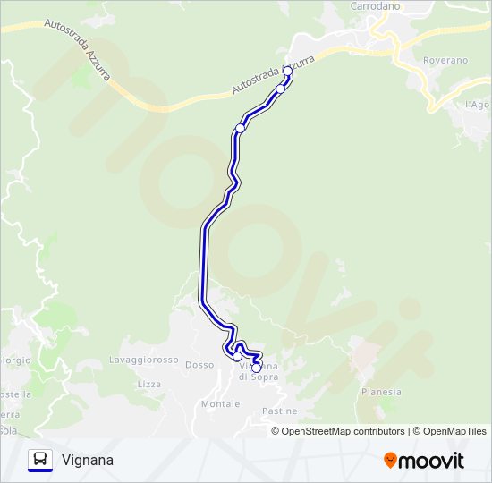 Percorso linea bus SORLANA-VIGNANA