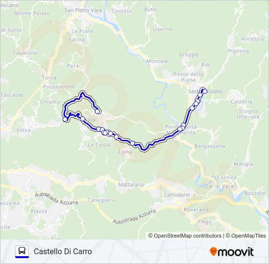 Percorso linea bus CASTELLO DI CARRO
