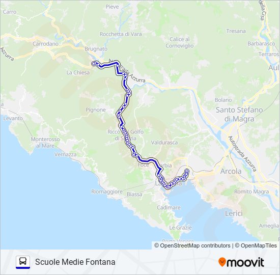 Percorso linea bus SCUOLE MEDIE FONTANA