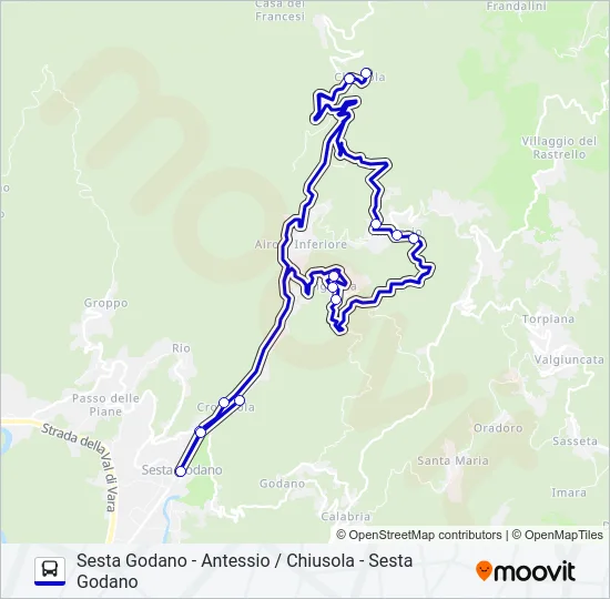 SESTA GODANO - ANTESSIO / CHIUSOLA - SESTA GODANO Bus Line Map