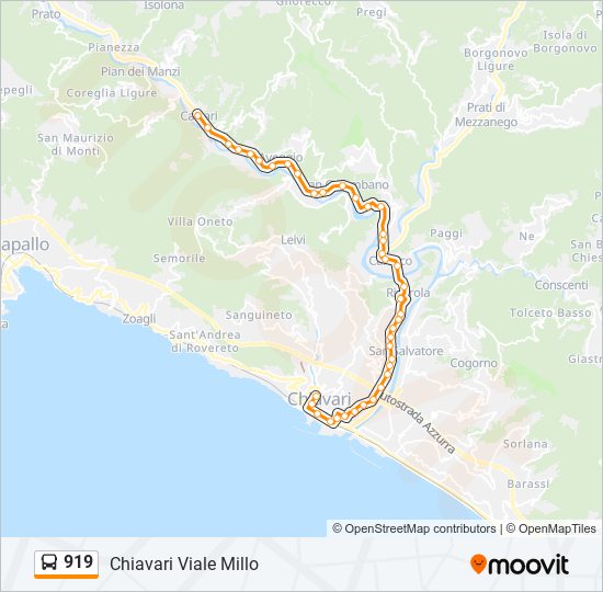 Percorso linea bus 919