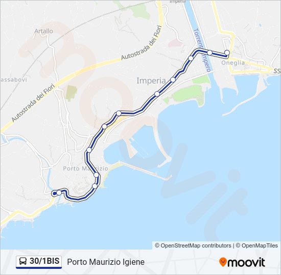Percorso linea bus 30/1BIS