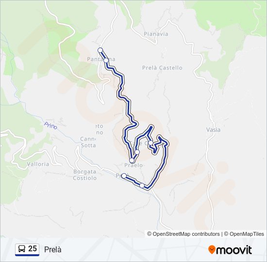 Percorso linea bus 25