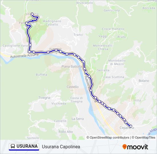 Percorso linea bus USURANA